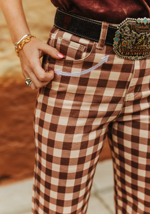 Whiskey Creek Brown Plaid Jeans