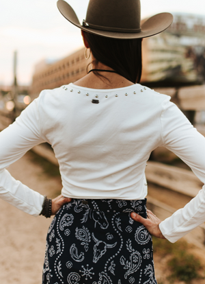 Silver Springs Ribbed & Studded Long Sleeve Top - 4 Colors