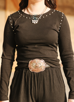 Silver Springs Ribbed & Studded Long Sleeve Top - 4 Colors