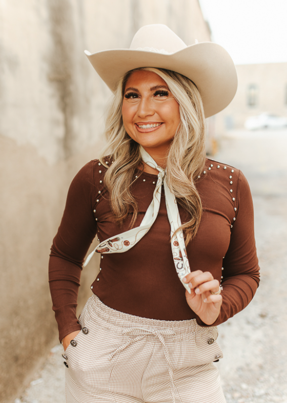 Silver Springs Ribbed & Studded Long Sleeve Top - 4 Colors