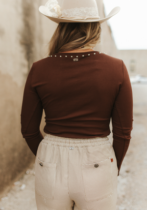 Silver Springs Ribbed & Studded Long Sleeve Top - 4 Colors