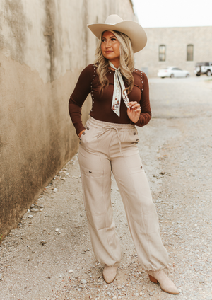 Silver Springs Ribbed & Studded Long Sleeve Top - 4 Colors