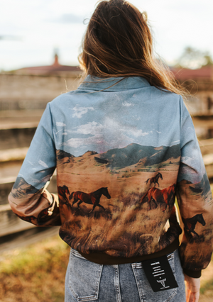 Cause A Scene Horse Landscape Quarter Zip Sweatshirt