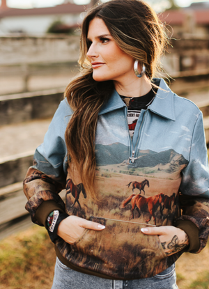 Cause A Scene Horse Landscape Quarter Zip Sweatshirt
