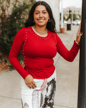 Silver Springs Ribbed & Studded Long Sleeve Top - 4 Colors