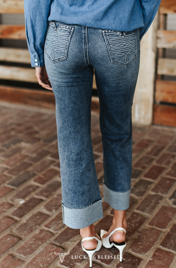 Denim & Dazzle Cuffed Boyfriend Jeans