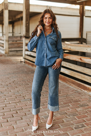 Denim & Dazzle Cuffed Boyfriend Jeans