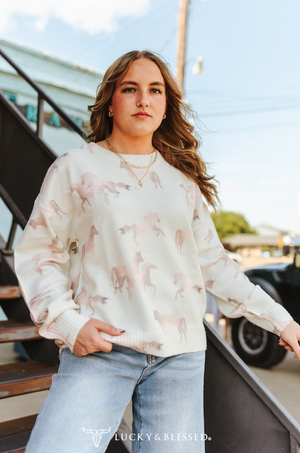 Saddle Sweetheart Ombre Horse Print Sweater