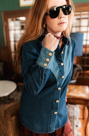 Rodeo Riches Two Tone Denim Top