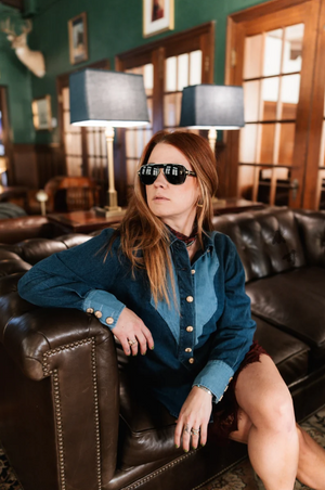 Rodeo Riches Two Tone Denim Top