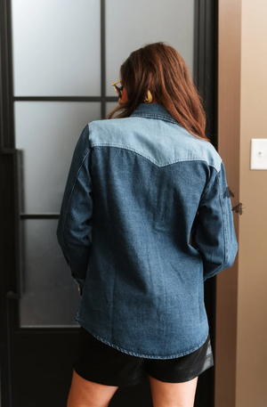 Rodeo Riches Two Tone Denim Top