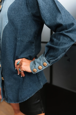 Rodeo Riches Two Tone Denim Top