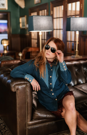 Rodeo Riches Two Tone Denim Top