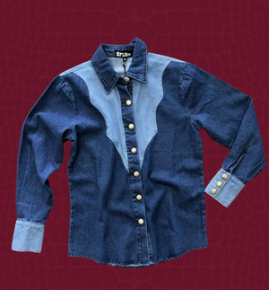 Rodeo Riches Two Tone Denim Top