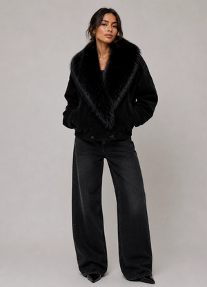 Woodlands Faux Fur & Suede Bomber Jacket