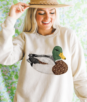 Granny's Faux Patchwork Mallard In Cream Sweatshirts & T-Shirts (made 2 order) LC