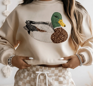Granny's Faux Patchwork Mallard In Cream Sweatshirts & T-Shirts (made 2 order) LC