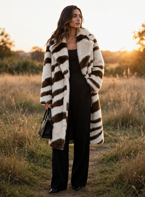 Safari Socialite Faux Fur Zebra Print Coat