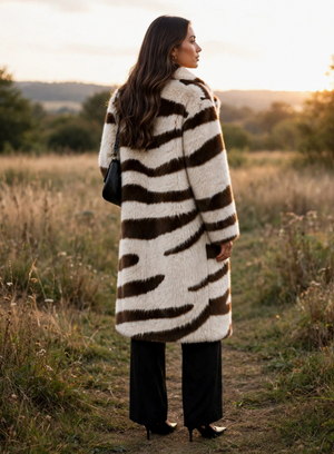 Safari Socialite Faux Fur Zebra Print Coat