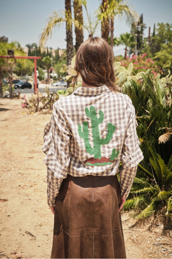 Cactus Bloom Embroidered Western Snap Blouse