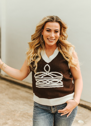 Western Royalty Bootstitch Knit Sleeveless Sweater