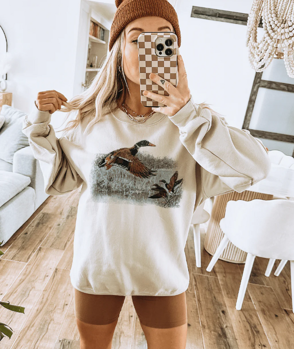 Retro Duck Graphic Tee Or Sweatshirt (made 2 order) LC - Lil Bee's