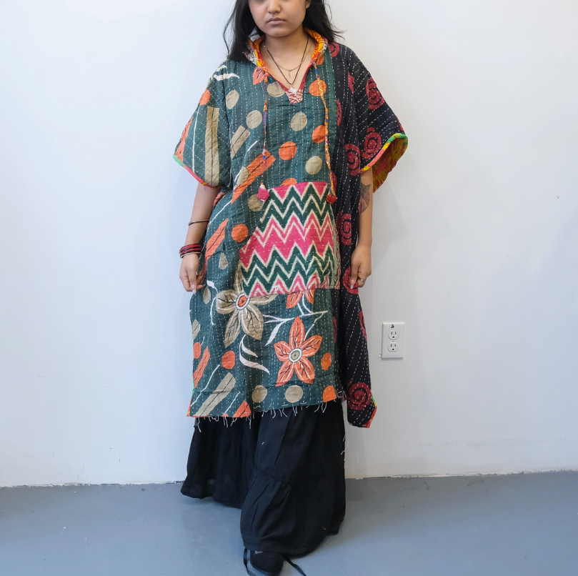 Eyes Of The World Handmade Reversible Poncho with Hoodie