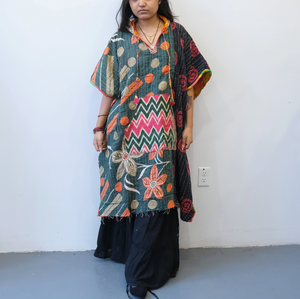 Eyes Of The World Handmade Reversible Poncho with Hoodie