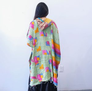Eyes Of The World Handmade Reversible Poncho with Hoodie