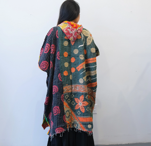 Eyes Of The World Handmade Reversible Poncho with Hoodie