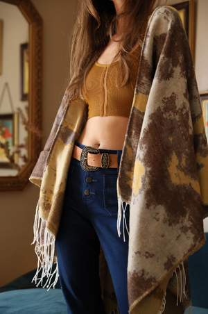 Western Rock Antique Western Buckle Suede Belt