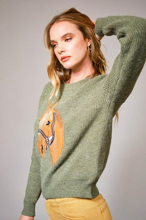Western Weekend Pullover Horse Sweater