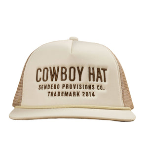Cowboy Hat Snap Back Trucker Hat - Beige