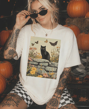 Black Cat Cutie Disco Pop Halloween - Cream Tees and Sweatshirts (made 2 order) LC