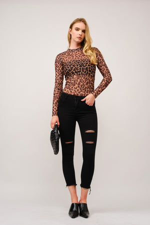 She's A Wild One Leopard Mesh Top