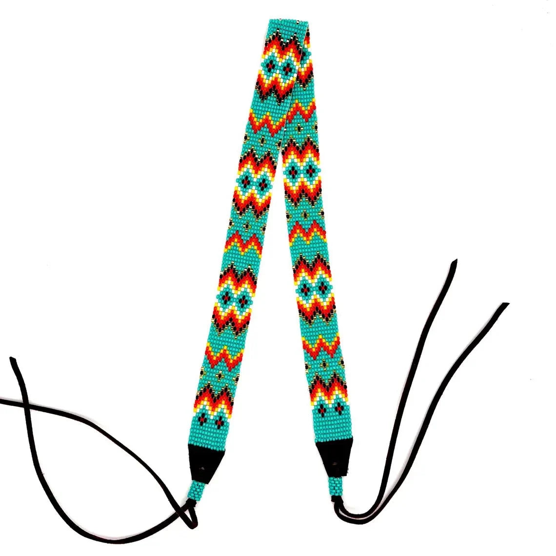 KAQCHI Turquoise & Red Mix Beaded Hat Band (DS)