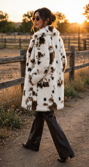 MOOve Over Cow Print Faux Fur Jacket