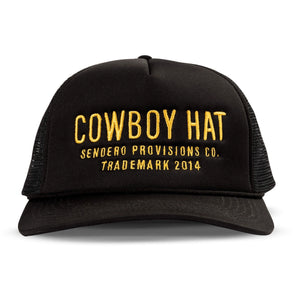 Cowboy Hat Snap Back Trucker Hat - Black
