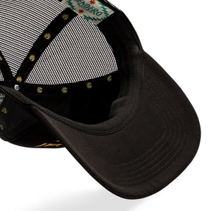 Cowboy Hat Snap Back Trucker Hat - Black