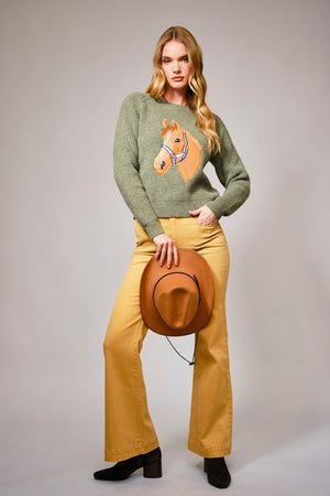 Western Weekend Pullover Horse Sweater