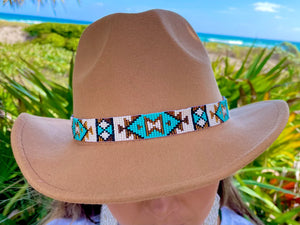KAQCHI Golden Turquoise Beaded Hat Band (DS)