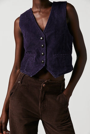 We The Free by Free People Amethyst Purple Charley Cord Vest Size L ~ Queen Bee’s Closet #1010