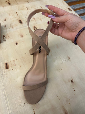 Fashion Nova Nude Ankle Wrap Wedge Sandals ~ size 10 ~ Queen Bee’s Closet #1140