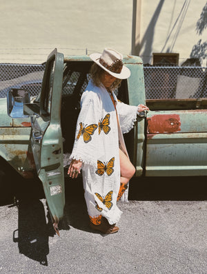 Monarch Butterfly One Of A Kind Hand Painted Kaftan Robe ~ MADE TO ORDER