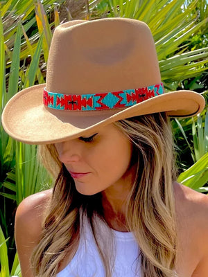 KAQCHI Sante Fe Aztec Beaded Hat Band (DS)