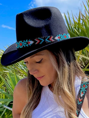 KAQCHI Black Agave Beaded Hat Band (DS)