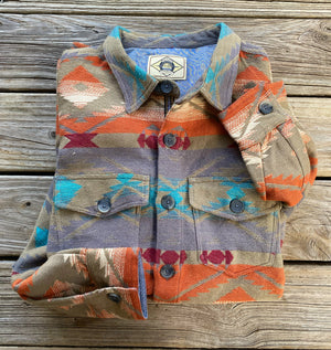 Southwestern Print Button Up Heavy Shirt Jacket ~ (DS)