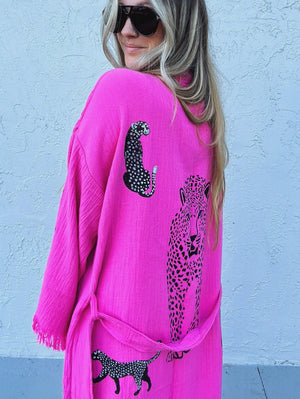 Super Freaky Girl One Of A Kind Hand Painted Leopard Kaftan Robe ~ MADE TO ORDER