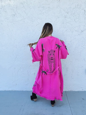 Super Freaky Girl One Of A Kind Hand Painted Leopard Kaftan Robe ~ MADE TO ORDER
