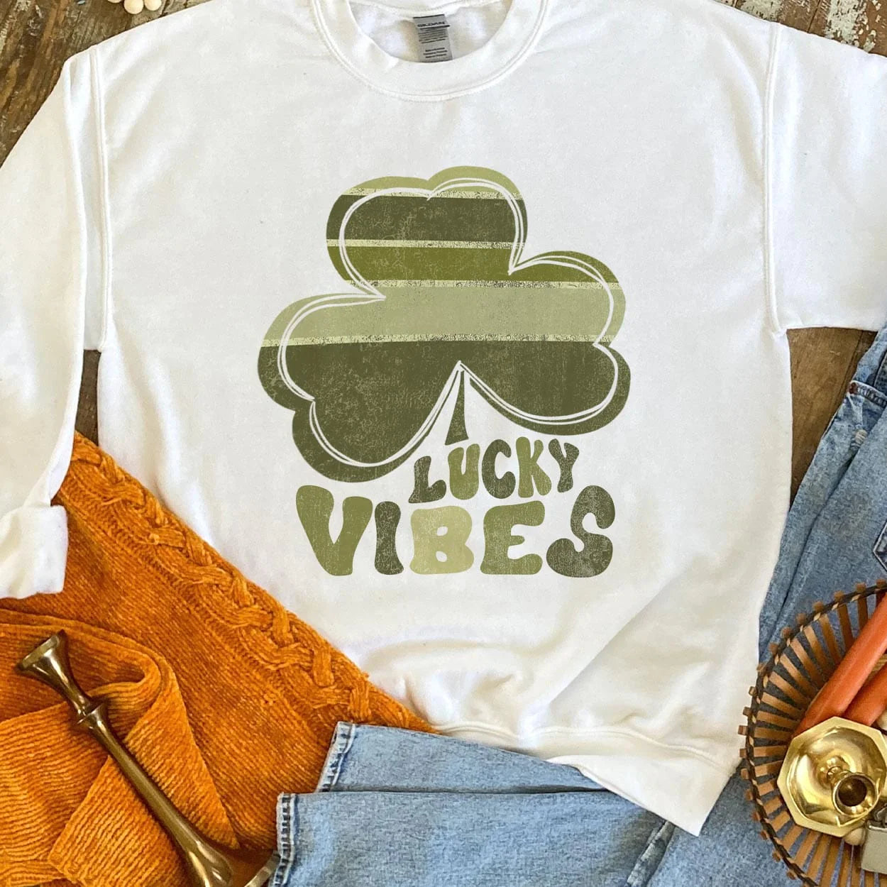 Lucky Vibes Graphic Tee Or Sweatshirt (made 2 order) LC